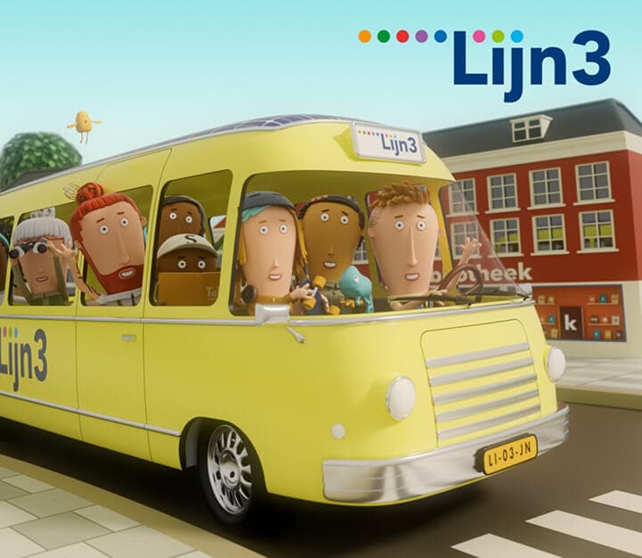 Afbeelding van rijdende gele bus.